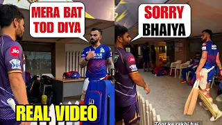 Watch Virat Kohli's ANGRY response when Rinku Singh asks for Virat's bat after breaking his bat |