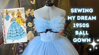 Sewing My Dream 1950s Ball Gown (Vintage Dress Pattern S4968) #ASMR