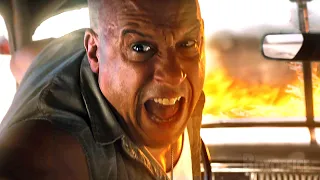 La carrera callejera de Dom Toretto con un coche en llamas | Rápidos y furiosos 8 | Clip en Español
