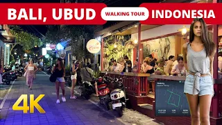Travel UBUD BALI Indonesia 🇮🇩 Night Bali WALKING tour 2023 [4K]