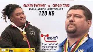 CHI-SEN YANG (CHINESE TAIPEI) vs OLEKSIY BYCHKOV (UKRAINE) AT IPF EQUIPPED WORLDS 2023 / 120 KG