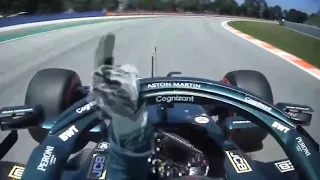 Lance Stroll Showing Middle Finger To Mazepin | 2021 Spanish GP