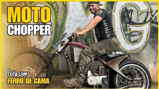 MOTO CHOPPER!! Feita com FERRO DE CAMA!! Parte 2