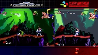 Earthworm Jim | Mega Drive/Genesis & SNES | Comparison - Dual Longplay