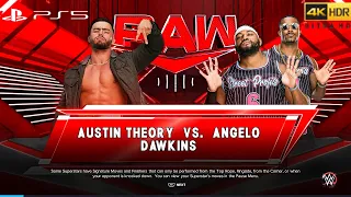 WWE 2K23 (PS5) - AUSTIN THEORY vs ANGELO DAWKINS | RAW, MARCH 13, 2023 [4K 60FPS HDR]