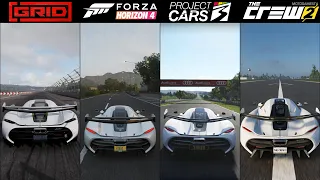 Koenigsegg Jesko in 4 Racing Games Comparison - GRID, Forza Horizon 4, Project CARS 3, The Crew 2