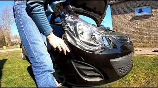 Changing the headlight from a Opel Corsa D, without removing the bumper