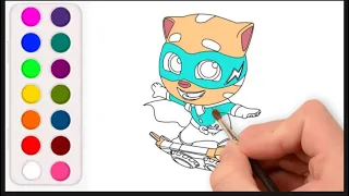 How to draw and color Talking Tom Hero Dash - Ginger #TomRun #TomHeroDash #TalkingTomandFriends