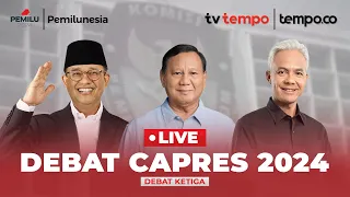 LIVE Debat Capres Ketiga: Anies, Prabowo dan Ganjar Adu Gagasan Soal Pertahanan hingga Geopolitik