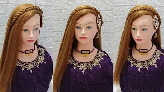 Eid Hairstyles for girls|wedding hairstyles indian open hair easy|front look|braid|bridal hairstyle