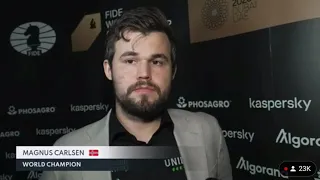 Magnus Carlsen Post Match Interview I Game 8 after Big Win