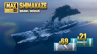 Destroyer Shimakaze in the "Brawl modus" - World of Warships