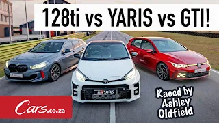 Track Race! GR Yaris vs Golf 8 GTI vs BMW 128ti in a hot-lap shootout