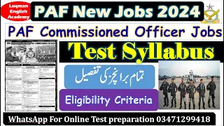 PAF latest jobs 2024 PAF GDP jobs new jobs, PAF commissioned officers jobs in PAF test syllabus