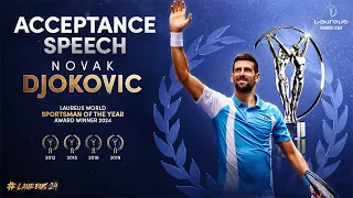 Novak Djokovic receives Laureus World Sportsman of the Year Award from Tom Brady