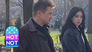 Jeremy Renner & Hailee Steinfeld Walk A Dog in Washington Square Park