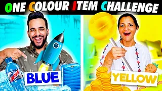 BUYING & EATING everything in ONE COLOR Challenge !! 💛💙