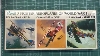 Revell 3 Fighter Aeroplanes of WWI S.E. 5A, Fokker D-VII, Spad XIII 1/72 Scale Model Aircraft