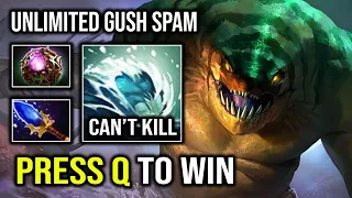 How to Press Q to Win Infinite AOE Gush Spam 100% Unkillable Tidehunter Dota 2