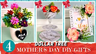 4 DIY DOLLAR TREE Mother's Day GIFT IDEAS! | Bouquet | 3 Tier Tray | Rose Box | Photo Frame | Collab