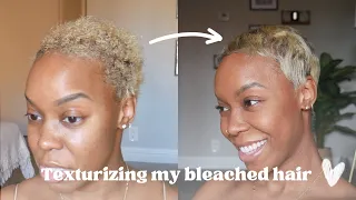 TEXTURIZING MY BLEACHED HAIR | before and after | blonde pixie cut black women