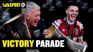 West Ham players CELEBRATE with fans during their Europa Conference League VICTORY PARADE 🏆