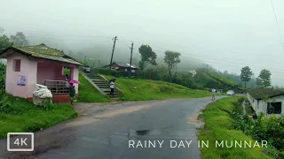 Rainy Day Walk through the Tea Estate Roads in Munnar, South India | Relaxing ASMR Rain Sounds