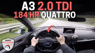 Audi A3 2.0 TDI 184 HP 8V Quattro - Better than GTD? | TOP SPEED Acceleration + LAUNCH CONTROL