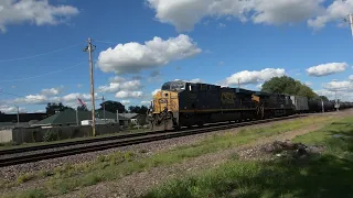 CSX power on the UP! Tanker train and mixed freight trains meet under the drone!