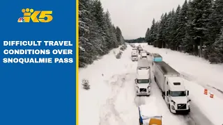 Hazardous conditions at Snoqualmie Pass following heavy snow