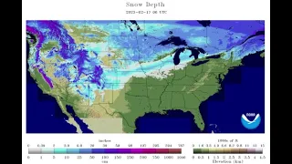 Snow depth in the U.S. from Oct. 2022 to April 2023