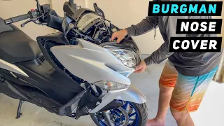 Suzuki Burgman 400 Front Nose Cover Removal / Installation - 2017 - Current | Mitch's Scooter Stuff