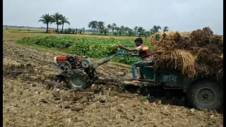 Power tiller 12 HP stuck in mud with heavy load