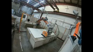 Robot Saw and Waterjet cutting stone Time Lapse