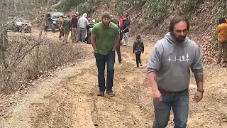 Jeep Rolls Over & Recovery Action at Hurricane Creek Off Road Trail, North Carolina