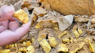 It's Amazing! the Million of gold Treasure at Mountain worth from Gold Nuggets under stone