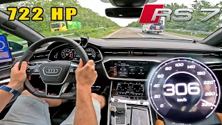 722HP AUDI RS7 C8 goes 306KM/H on GERMAN AUTOBAHN!