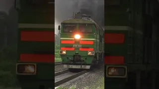 Smoking russian diesel locomotive 2TE116-1545