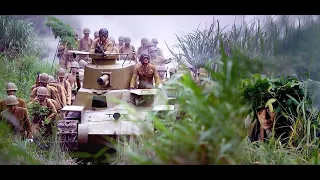 Movie! Japanese tank battalion ambushed by Eighth Route Army in grass, tanks destroyed.