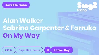 On My Way Karaoke | Alan Walker, Sabrina Carpenter, Farruko (Piano Karaoke)