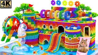 DIY | Build Hamster Playground On Rooftop Of Rainbow Water Park From Magnet Balls