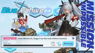 Mission 8-5 Normal 5 Turns Challenge - Blue Archive Tips & Trick