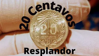 👉Valor Moneda 20 Centavos Resplandor 1941 💸🤑👈.