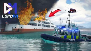 FIRE on Super Yacht! | GTA 5 British Police Mod - LSPDFR UK