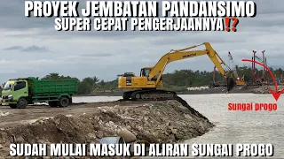 PROYEK JEBATAN PANDANSIMO SUDAH SAMPAI DI TENGAH KALI PROGO