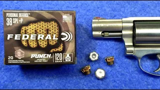 Federal Punch .38 Special +P HP Ammo - Will It Expand from a 2" Snub Nose Barrel?  3 Gun Test Review