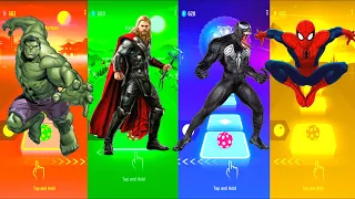 Hulk 🆚 Thor 🆚 Venom 🆚 Spiderman | Marvel Comics | Tiles Hop Fun Ball