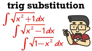 Integral of sqrt(x^2+1), integral of sqrt(x^2-1), integral of sqrt(1-x^2)