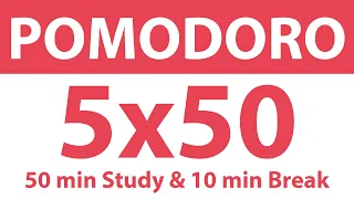 Pomodoro Tekniği | 5 x 50 Dakika | 50 dk Ders & 10 dk Mola | Pomodoro Sayacı | Alarmlı | Müziksiz