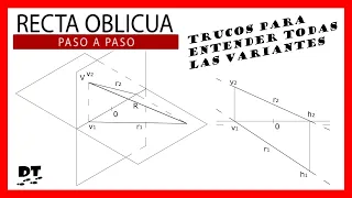 💥😱💥 Recta OBLICUA sistema diédrico | RECTA OBLICUA a planos de proyección | Recta oblicua diédrico